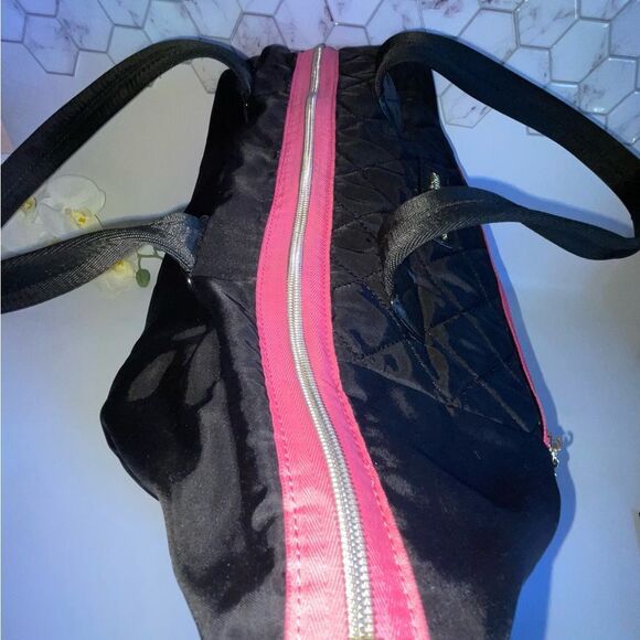 Juicy Couture Black and Pink Quilted Weekender Tote with Sporty Stripes - Picture 6 of 15